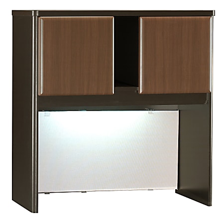 Bush Business Furniture Office Advantage Hutch 36"W, Sienna Walnut/Bronze, Standard Delivery