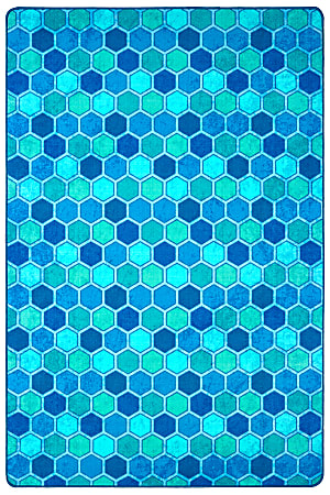 Carpets for Kids® Pixel Perfect Collection™ Honeycomb Pattern Activity Rug, 4' x 6', Blue