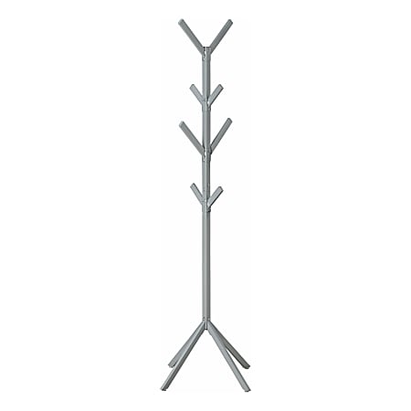 Monarch Specialties Frida Coat Rack 70 1 4 H x 17 1 2 W x 17 1 2 D Silver