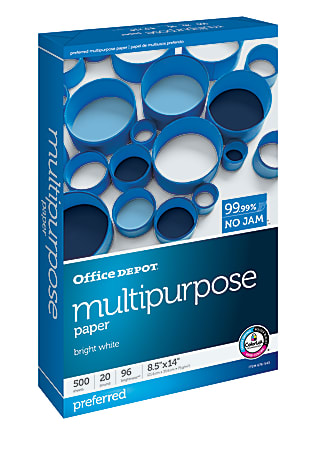 Office Depot® Brand Multi-Use Print & Copy Paper, Legal Size (8 1/2" x 14"), 20 Lb, White, Ream Of 500 Sheets