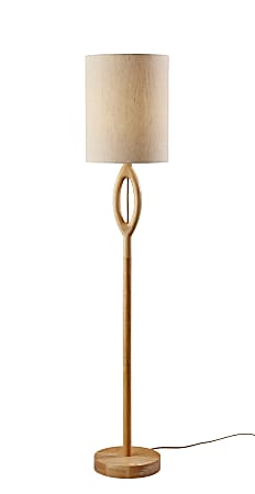Adesso Mayfair Floor Lamp, 61”H, Light Textured Beige Shade/Natural Base
