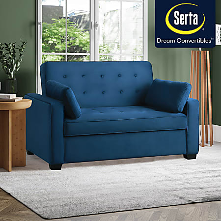 Lifestyle Solutions Serta Andrew Convertible Sofa Full Size NavyDark Java Office Depot