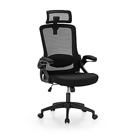 ALPHA HOME Ergonomic Mesh Mid-Back Office Task Chair With Adjustable Headrest, Black