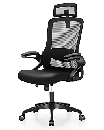 ALPHA HOME Ergonomic Mesh Mid-Back Office Task Chair With Adjustable Headrest, Black