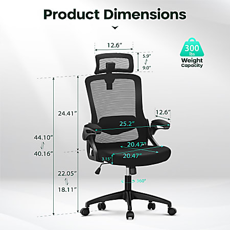 ALPHA HOME Ergonomic Fabric Mid Back Office Task Chair With Lumbar