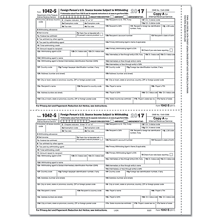 ComplyRight 1042-S Inkjet/Laser Tax Forms, Federal Copy A, 8 1/2" x 11", Pack Of 50