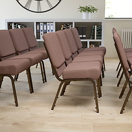 Flash Furniture HERCULES Series 21"W Stackable Church Chair, Brown/Goldvein