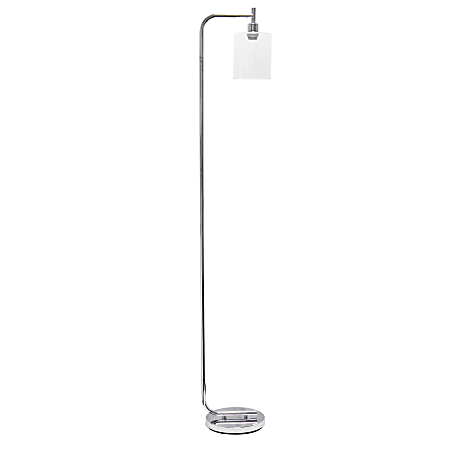 Simple Designs Modern Iron Floor Lamp, 67”H, Chrome Base/Clear Shade