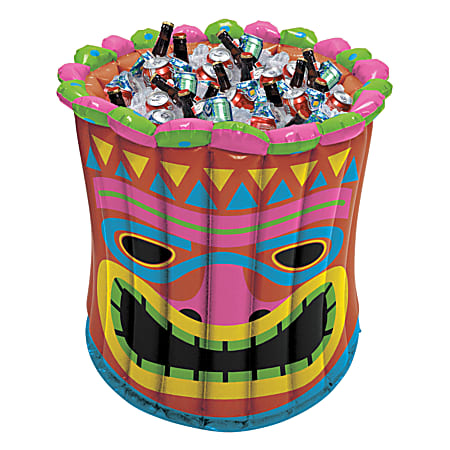 Amscan Summer Luau Tiki Inflatable Tub Cooler, 28" x 25", Multicolor