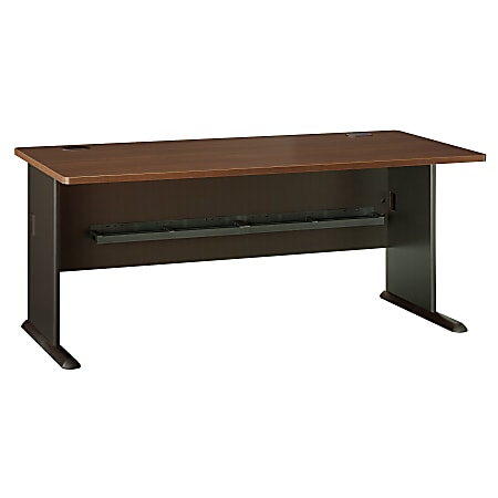 Bush Business Furniture Office Advantage Desk 72"W, Sienna Walnut/Bronze, Premium Installation