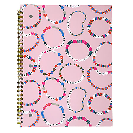 Top Flight Fashion 1-Subject Notebook, 8" x 10", 70 Sheets, Friendship Bracelets