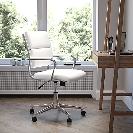 Flash Furniture LeatherSoft™ Faux Leather Mid-Back Contemporary Executive Office Chair, White