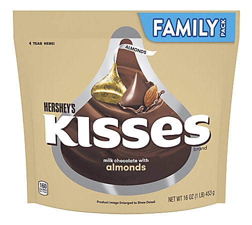 Hershey's® Kisses Milk Chocolate With Almonds Candy, 16 Oz Bag