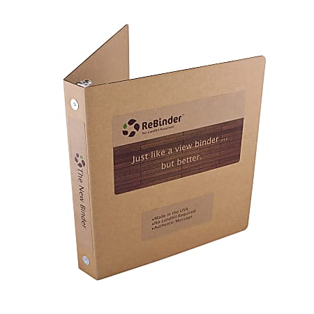 ReBinder™ Original Cardboard 3-Ring Binders, 1" Rings, 70% Recycled, Brown Kraft