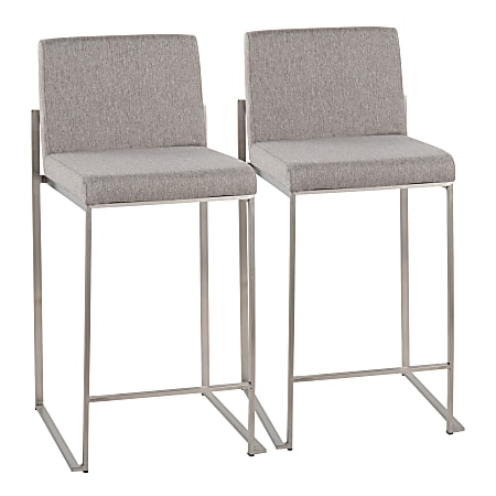 LumiSource Fuji Contemporary Counter Stools, Silver/Gray, Set Of 2 Stools