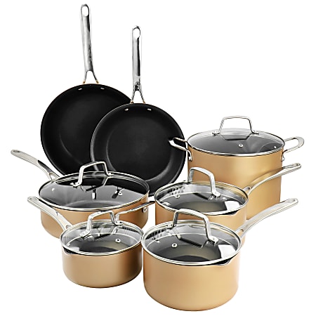 Martha Stewart 12-Piece Non-Stick Aluminum Cookware Set, Copper