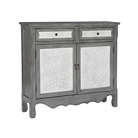 Powell Balfour 2-Door Console Table, Antique Gray/White