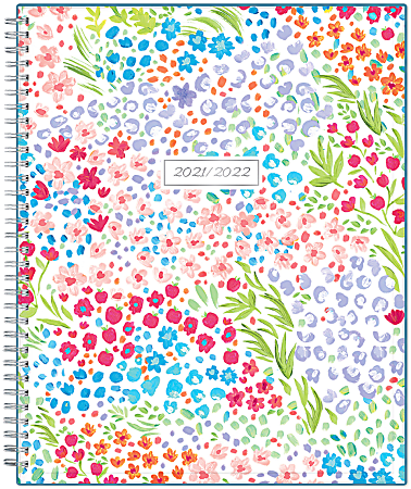 Blue Sky™ Teacher Lesson Planning Calendar, 8-1/2" x 11", Ditsy Dapple Light, July 2021 To June 2022, 132002