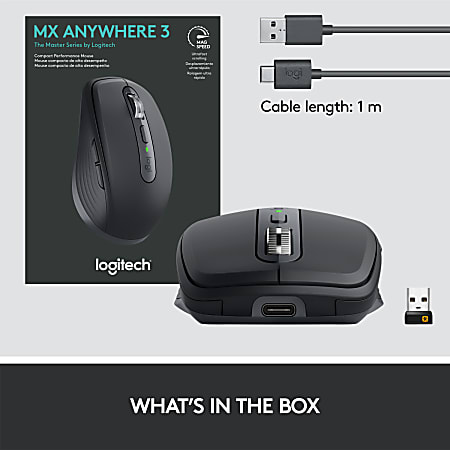 Logitech MX Anywhere 3S Compact Wireless Mouse 78percent Recycled Black 910  006928 - Office Depot