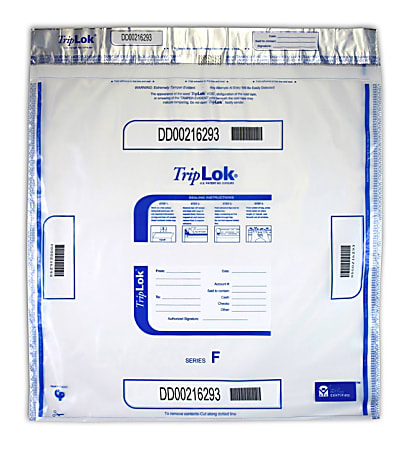Control Group TripLOK Series F Security Bags, 20" x 20", Clear, Pack Of 250 Bags