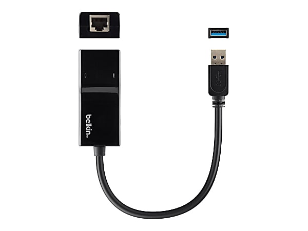 Belkin USB 3.0 to Gigabit Ethernet GbE Network Adapter 10/100/1000 - USB - 1 Port(s) - 1 x Network (RJ-45) - Twisted Pair - 10/100/1000Base-T
