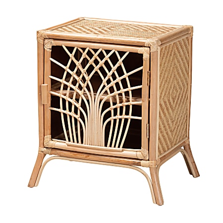bali & pari Danna Natural Rattan Nightstand, 23-5/8”H x 22”W x 15-3/4”D, Natural Brown