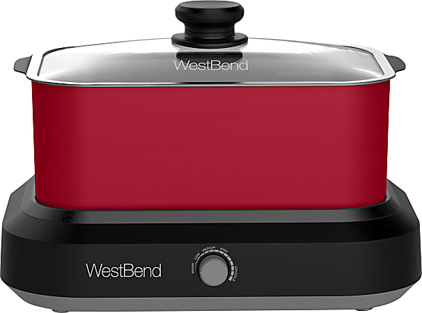 West Bend 5 Quart Oblong Slow Cooker Red - Office Depot