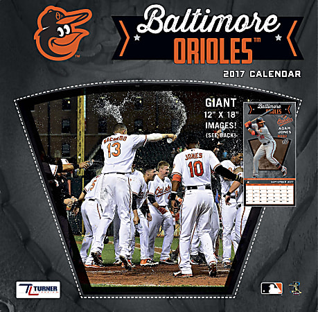 Turner Licensing® Team Wall Calendar, 12" x 12", Baltimore Orioles, January to December 2017