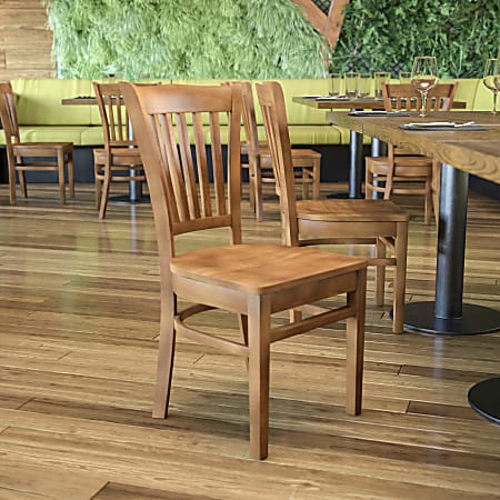 Flash Furniture Vertical Slat Back Wood Restaurant Chair, Natural