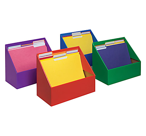 Classroom Keepers Folder Holders, 9 5/8"H x 11 3/4"W x 5 3/4"D, Assorted Colors, Pack Of 4