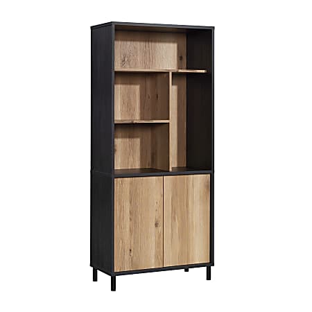Sauder® Acadia Way 70”H 5-Shelf Vertical Library Bookcase, Raven Oak/Timber Oak