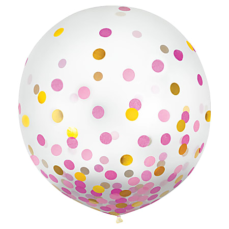 Amscan 24" Confetti Balloons, Gold/Pink, 2 Balloons Per