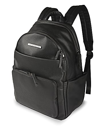 Kenneth Cole Marley Faux Leather Double Compartment Women’s Backpack, 16-1/4”H x 12-1/2”W x 6-3/4”D, Black