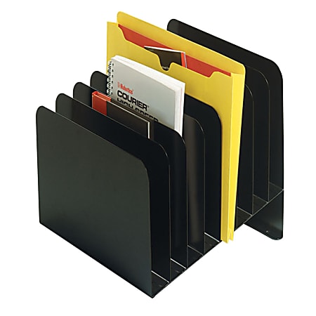 Office Depot® Brand Slanted 8-Compartment Vertical File Organizer, Black