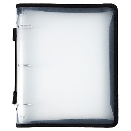JAM PAPER 3 Ring Plastic Zipper Binder, 1.5 inch, Clear, Sold Individually