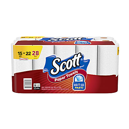 Scott® Select-A-Size® Mega 1-Ply Paper Towels, 102 Sheets Per Roll, Pack Of 15 Rolls
