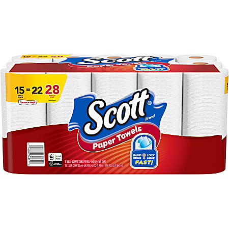 Scott® Select-A-Size® Mega 1-Ply Paper Towels, 102 Sheets Per Roll, Pack Of 15 Rolls