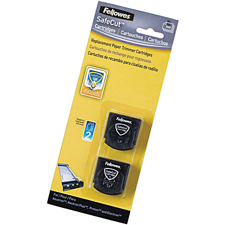 Fellowes SafeCut™ Rotary Trimmer Blades - 2Pk Straight - Straight Style - Retractable - Stainless Steel - 2 / Pack - Black