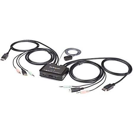 StarTech.com 2 Port DisplayPort KVM Switch - 4K 60Hz - UHD DP 1.2 USB KVM Switch w/ 4ft Cables & Audio - SV211DPUA4K