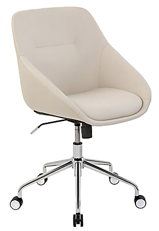 Elle Decor Taissy Bonded Leather Mid-Back Task Chair, Ivory