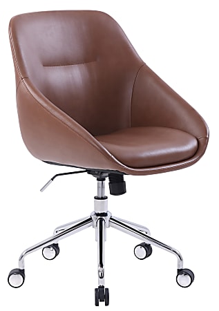 Elle Decor Taissy Bonded Leather Mid-Back Task Chair, Mocha