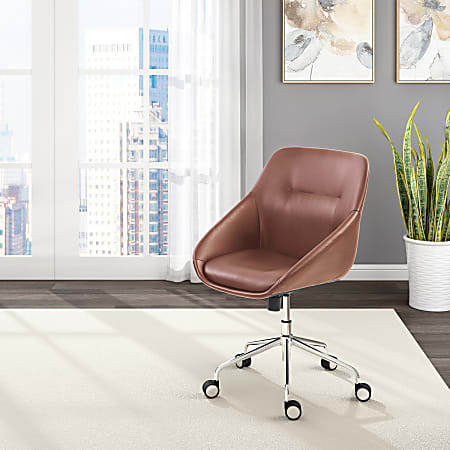 Elle Decor Taissy Bonded Leather Mid Back Task Chair Mocha Office Depot
