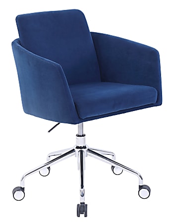 Elle Décor Vevey Velvet Mid-Back Task Chair, Navy