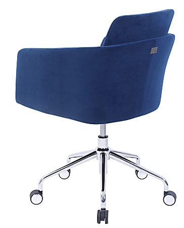Elle D cor Vevey Velvet Mid Back Task Chair Navy ODP Business Solutions