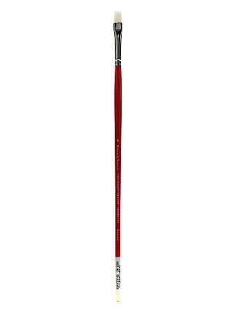 Winsor & Newton University Series Long-Handle Paint Brush 237, Size 4, Bright Bristle, Red