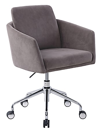 Elle Décor Vevey Velvet Mid-Back Task Chair, Slate