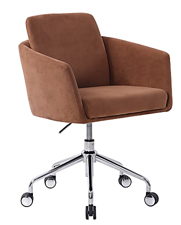 Elle Décor Vevey Velvet Mid-Back Task Chair, Cognac