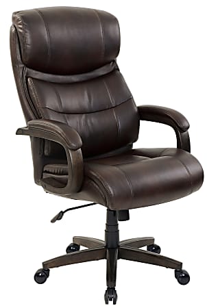 Realspace® Westdale Big & Tall Bonded Leather High-Back Chair, Brown