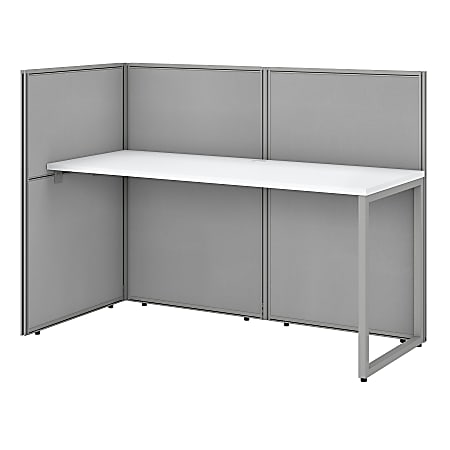 Bush Business Furniture Easy Office 60"W Cubicle Desk Workstation With 45"H Open Panels, Pure White/Silver Gray, Standard Delivery