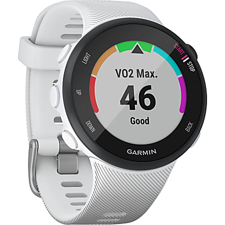 Garmin Forerunner 45S GPS Watch - Wrist - Heart Rate Monitor, Accelerometer - 1" - 208 x 208 - GPS - 168 Hour - 1.54" - White - Glass Lens - Silicone Band - Water Resistant - Glass Lens